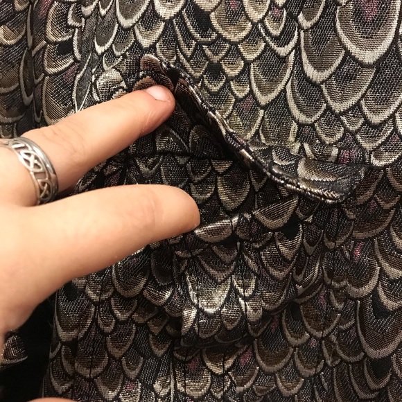 Gold embellished, feather printed Bomber Jacket - Picture 3 of 4